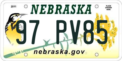 NE license plate 97PV85