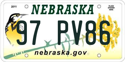 NE license plate 97PV86