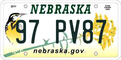 NE license plate 97PV87
