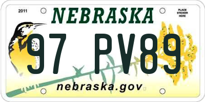 NE license plate 97PV89