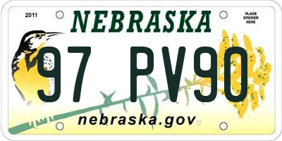NE license plate 97PV90