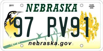 NE license plate 97PV91