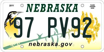 NE license plate 97PV92