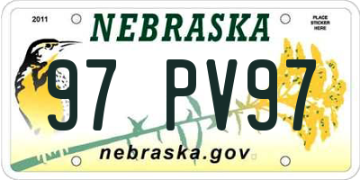 NE license plate 97PV97