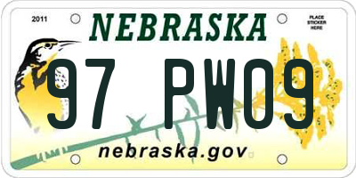 NE license plate 97PW09