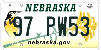 NE license plate 97PW53