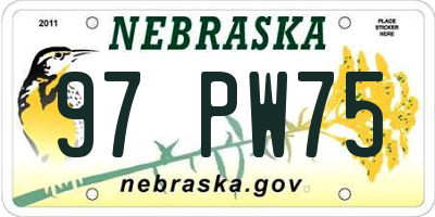 NE license plate 97PW75