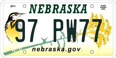 NE license plate 97PW77