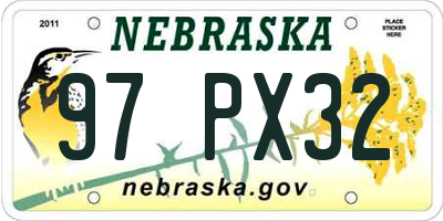 NE license plate 97PX32