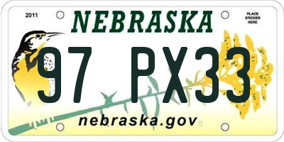 NE license plate 97PX33