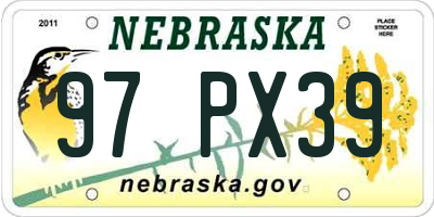 NE license plate 97PX39