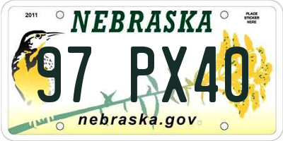 NE license plate 97PX40