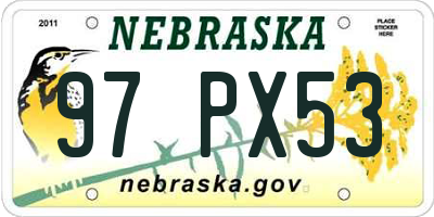 NE license plate 97PX53