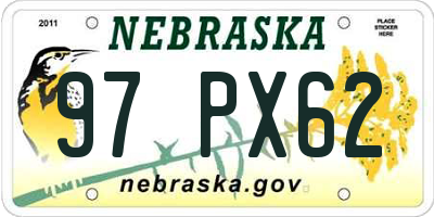 NE license plate 97PX62