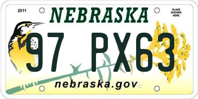 NE license plate 97PX63
