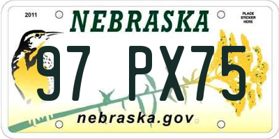 NE license plate 97PX75