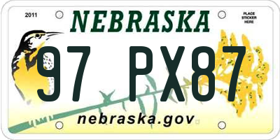 NE license plate 97PX87