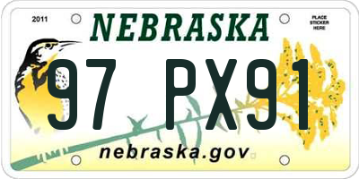 NE license plate 97PX91
