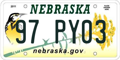 NE license plate 97PY03