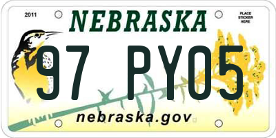 NE license plate 97PY05