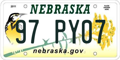 NE license plate 97PY07