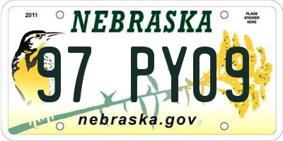 NE license plate 97PY09