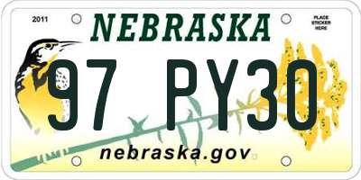 NE license plate 97PY30