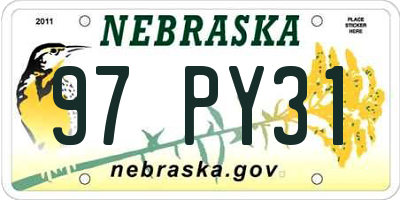 NE license plate 97PY31