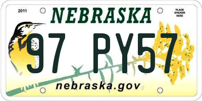 NE license plate 97PY57
