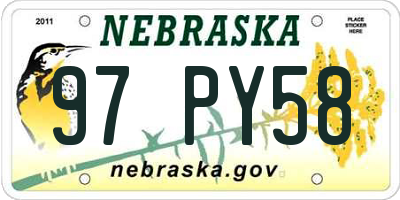 NE license plate 97PY58