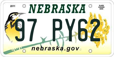 NE license plate 97PY62