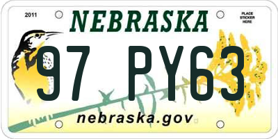 NE license plate 97PY63