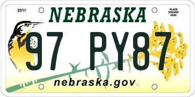 NE license plate 97PY87