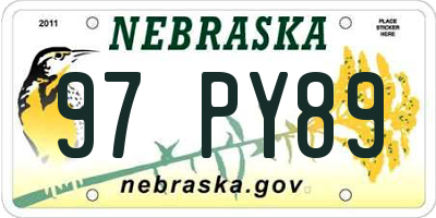 NE license plate 97PY89