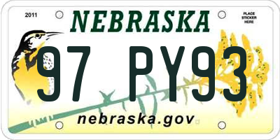 NE license plate 97PY93