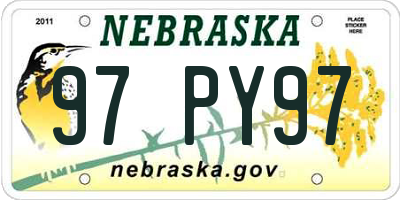 NE license plate 97PY97
