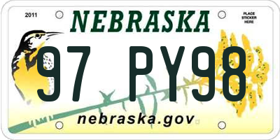 NE license plate 97PY98