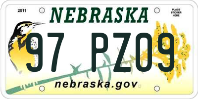 NE license plate 97PZ09
