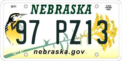 NE license plate 97PZ13