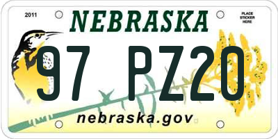 NE license plate 97PZ20