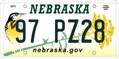 NE license plate 97PZ28