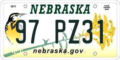 NE license plate 97PZ31