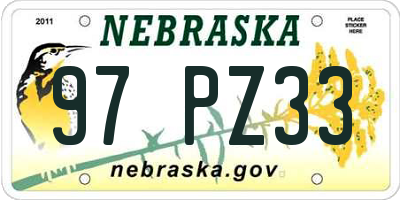 NE license plate 97PZ33