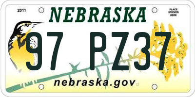 NE license plate 97PZ37