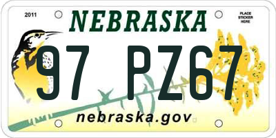NE license plate 97PZ67