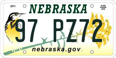 NE license plate 97PZ72
