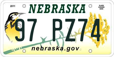 NE license plate 97PZ74