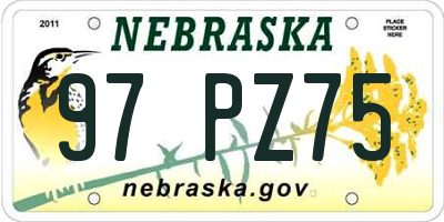 NE license plate 97PZ75