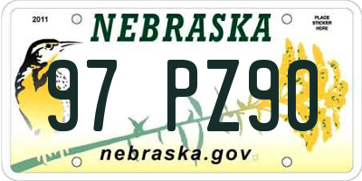 NE license plate 97PZ90