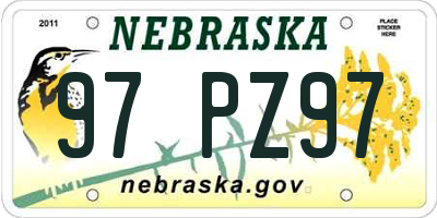 NE license plate 97PZ97